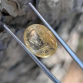 Very Pretty Golden Rutile Quartz Cabochon 5.39 Carats